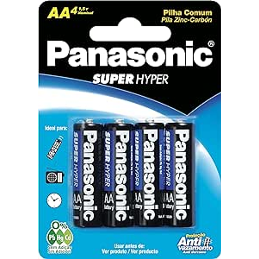 Panasonic Um-3shs - Pilha Comum Aa, Tensão 1,5 Volts, Embalagem Com 4 Pilhas