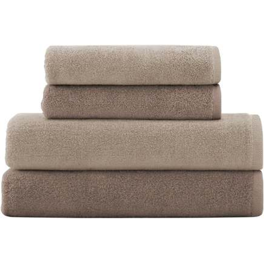 Decolab Jogo de Toalhas 100% Algodão Premium (Marrom e Bege, 4 Peças)