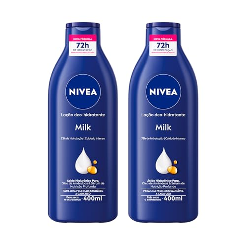 NIVEA Kit Loção Hidratante Milk Pele Seca a Extrasseca 400ml (2 unidades)