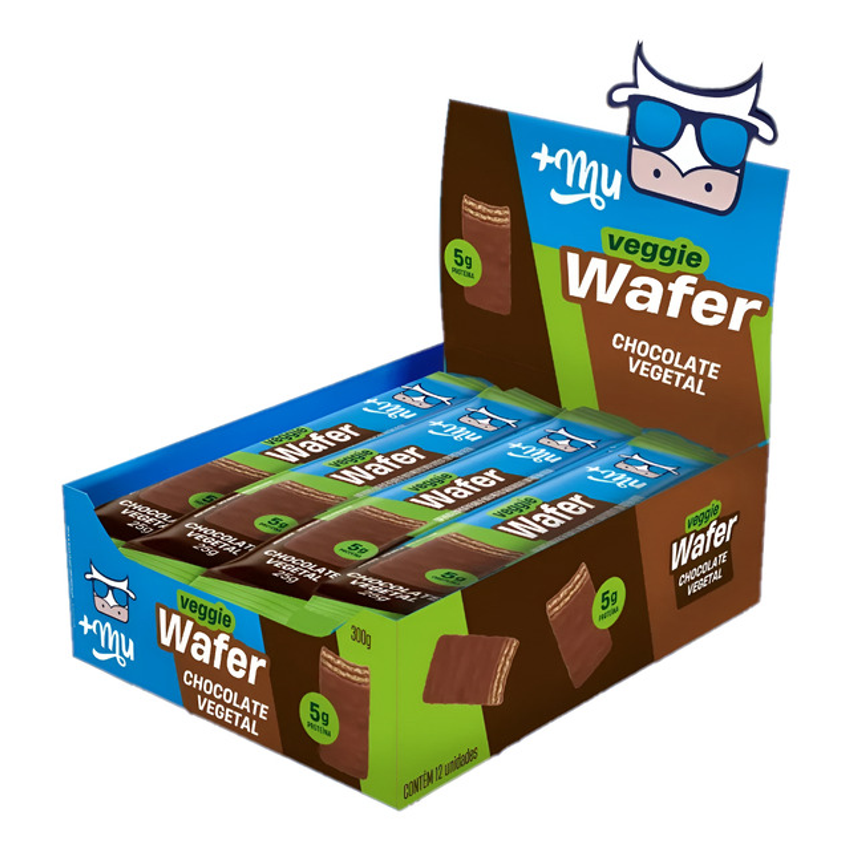 Chocowafer Proteico Vegetal Sabor Chocolate Display 12 Unidades 25g +mu