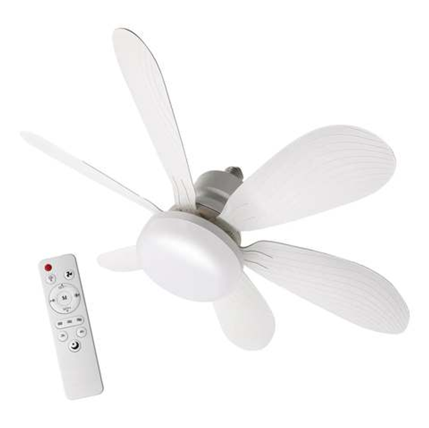 Ventilador De Teto E27 Com Lâmpada Led Bivolt Vt02 39 Cm 50/60hz Branco Branco Plástico 5