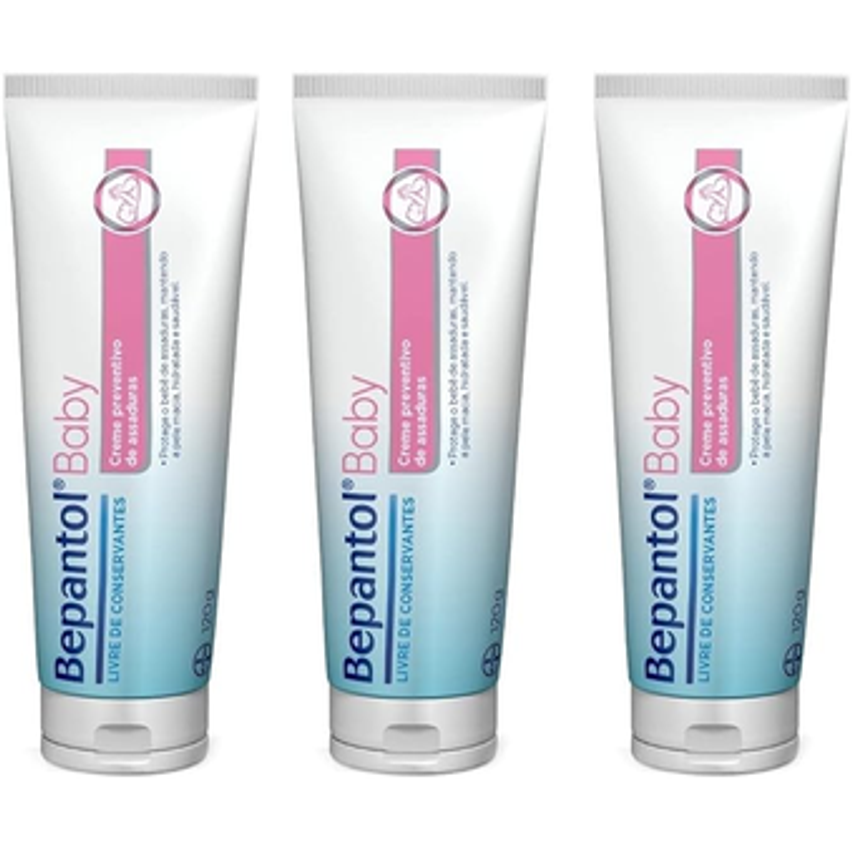 Kit com 3 Cremes Pomada de Assadura 120gr Cada - Bepantol