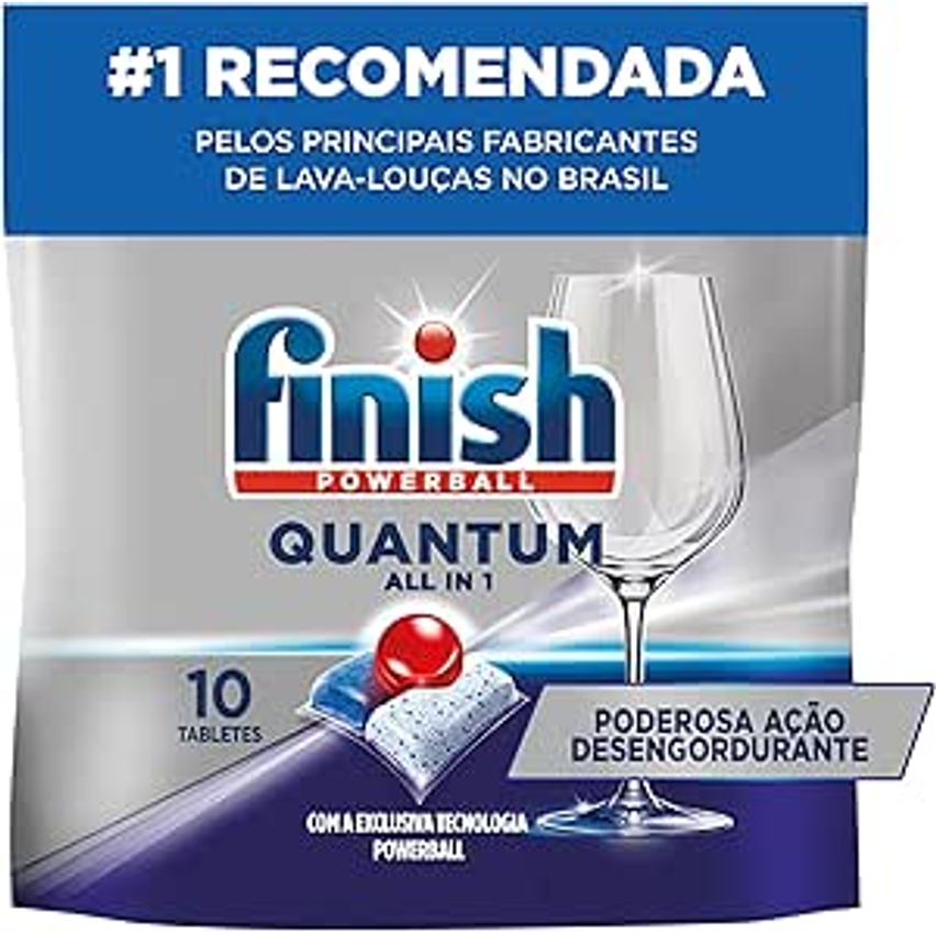 Detergente para Lava Louças em tabletes Finish Quantum All in 1 com 10 unidades