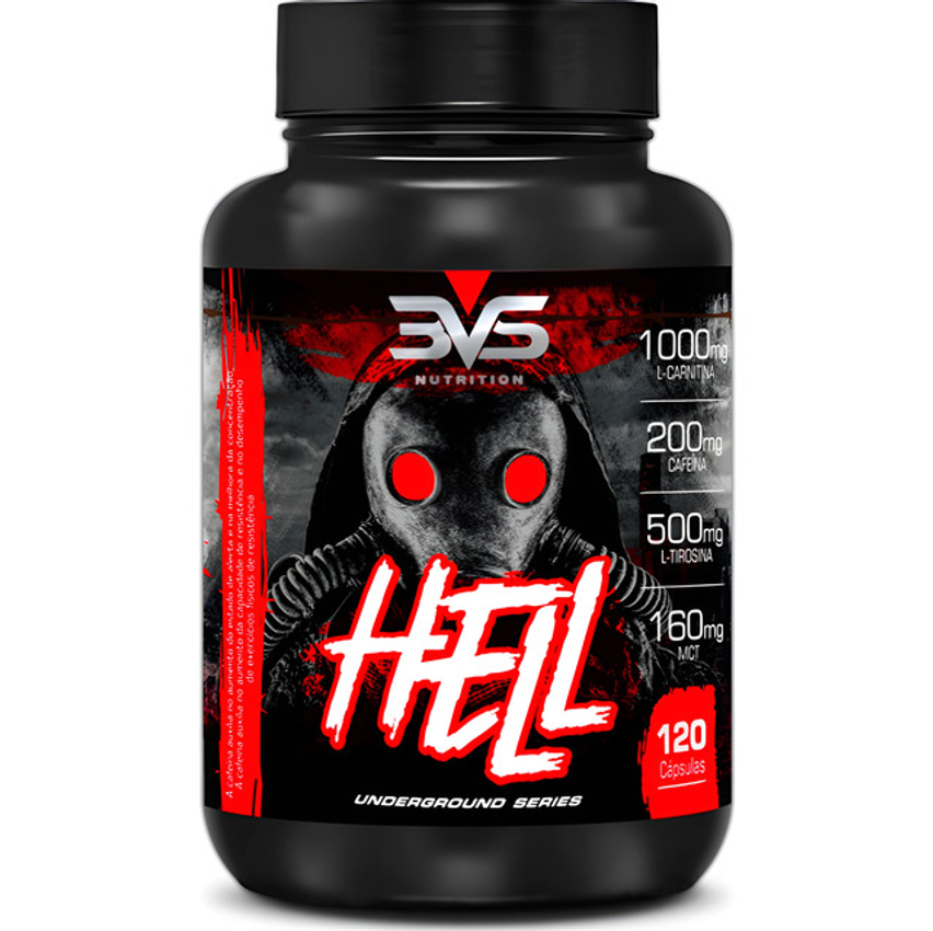 Termogênico Hell - Fórmula Exclusiva Contendo 7 Ingredientes Com Cafeína, L-carnitina, L-tirosina, Mct, Picolinato De Cromo E Vitaminas - 120 Cápsulas