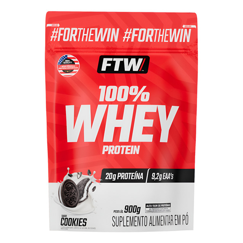 Whey Protein 100% Concentrado Refil 900g Sabor Cookies - Ftw