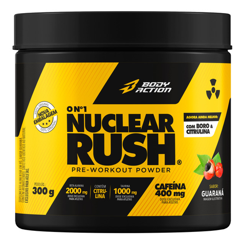 Pré Treino 300g Nuclear Rush Cafeína Beta Alanina Bodyaction