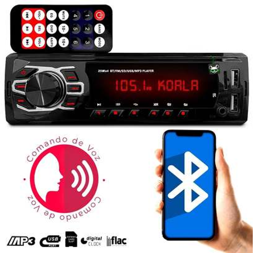 Rádio Mp3 1 Din Player Som Automotivo de Carro 2 Usb Sd Auxiliar Bluetooth Universal - First Option
