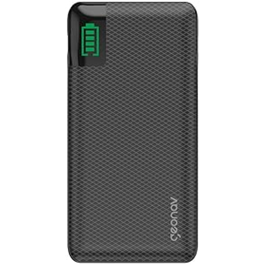 Geonav Power Bank, Carregador Portátil Universal 10.000mAh, 2 portas USB + 1 porta USB-C, Led Indicador de bateria, PB10KBK, Preto