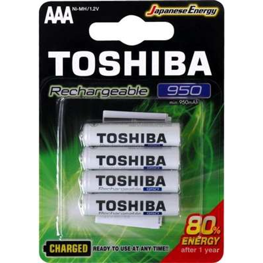Pilha Recarregável Aaa 1,2v 950mah Tnh3gae Toshiba (cartela Com 4 Unid.)