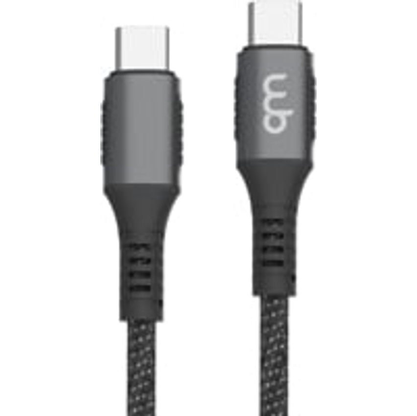 WB Cabo USB-C de 2 metros 100W preto de nylon trançado compatível com android e IOS