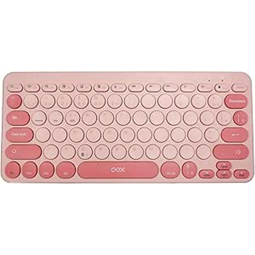 OEX Teclado Sem Fio Retrô PC Notebook Smartphone TC510 Rosa