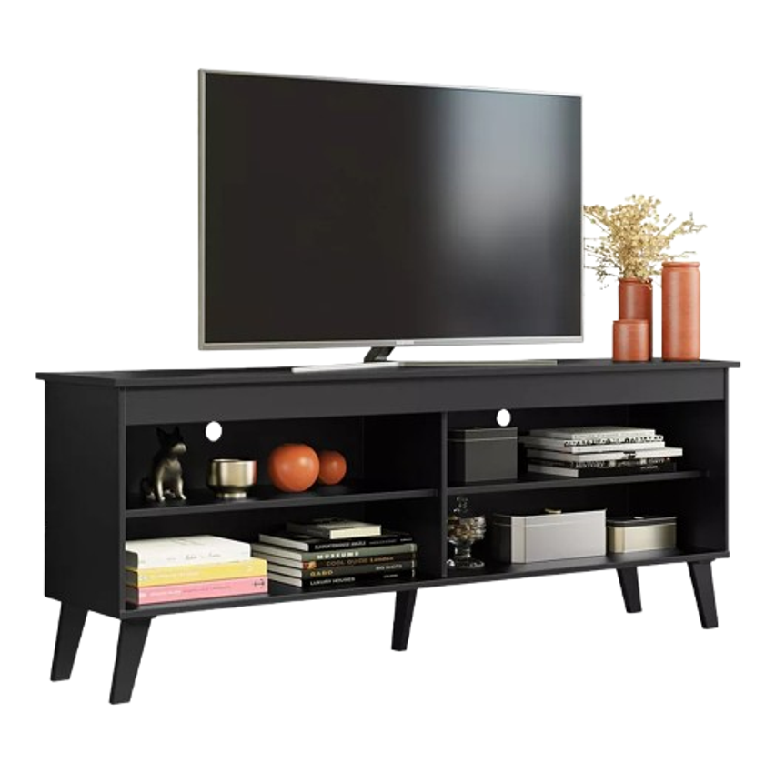 Rack Para Tv Até 65 Polegadas Com Pés Preto Turim Madesa 69978N