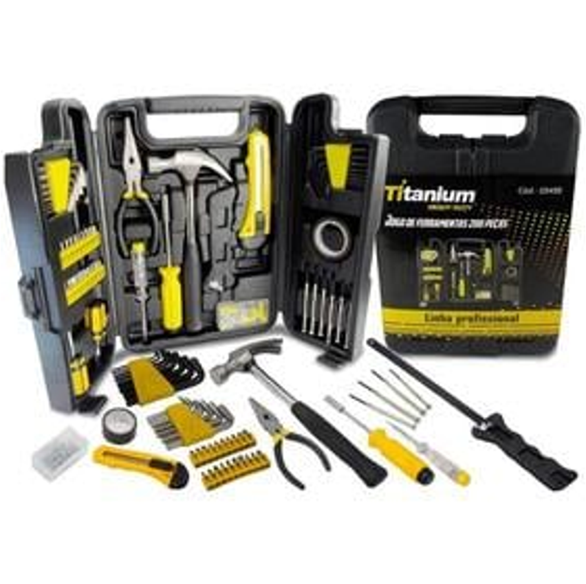 Kit Jogo de Ferramentas 200 Peças Linha Profissional Titanium