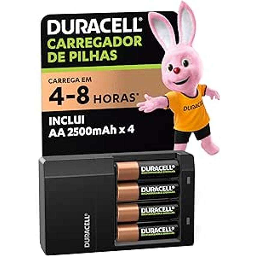 Duracell Carregador de Pilhas Recarregáveis AA e AAA Com 4 Pilhas AA Inclusas – Bivolt
