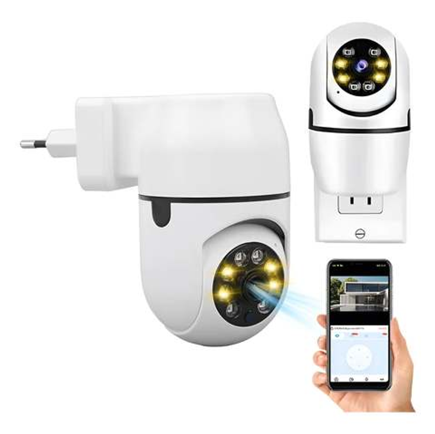 Câmera De Segurança Plug Wi-fi Full Casa Hd Visão Noturna