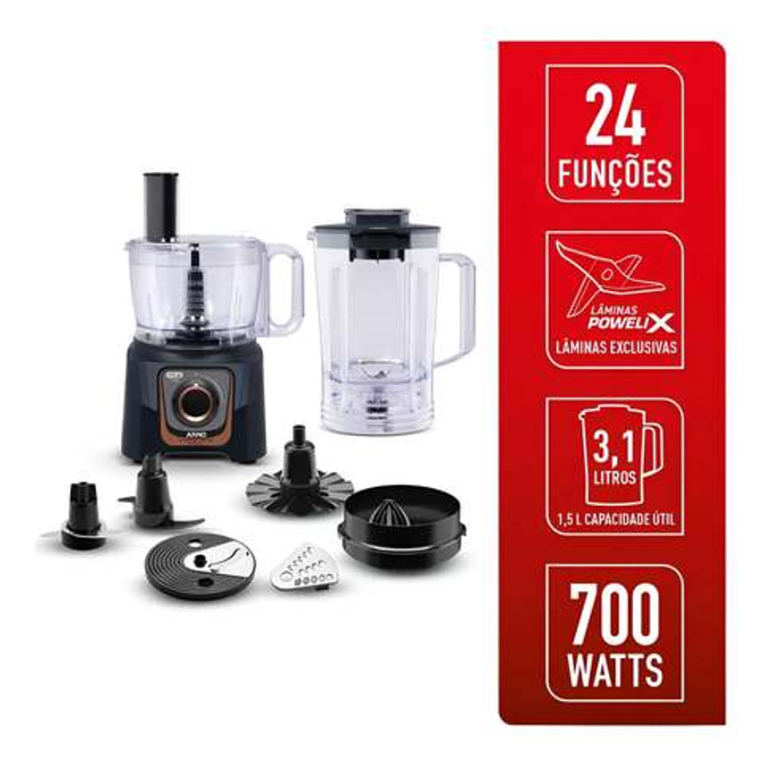 Multiprocessador Arno 700w 24 Funções Preto Mp72 | Arno