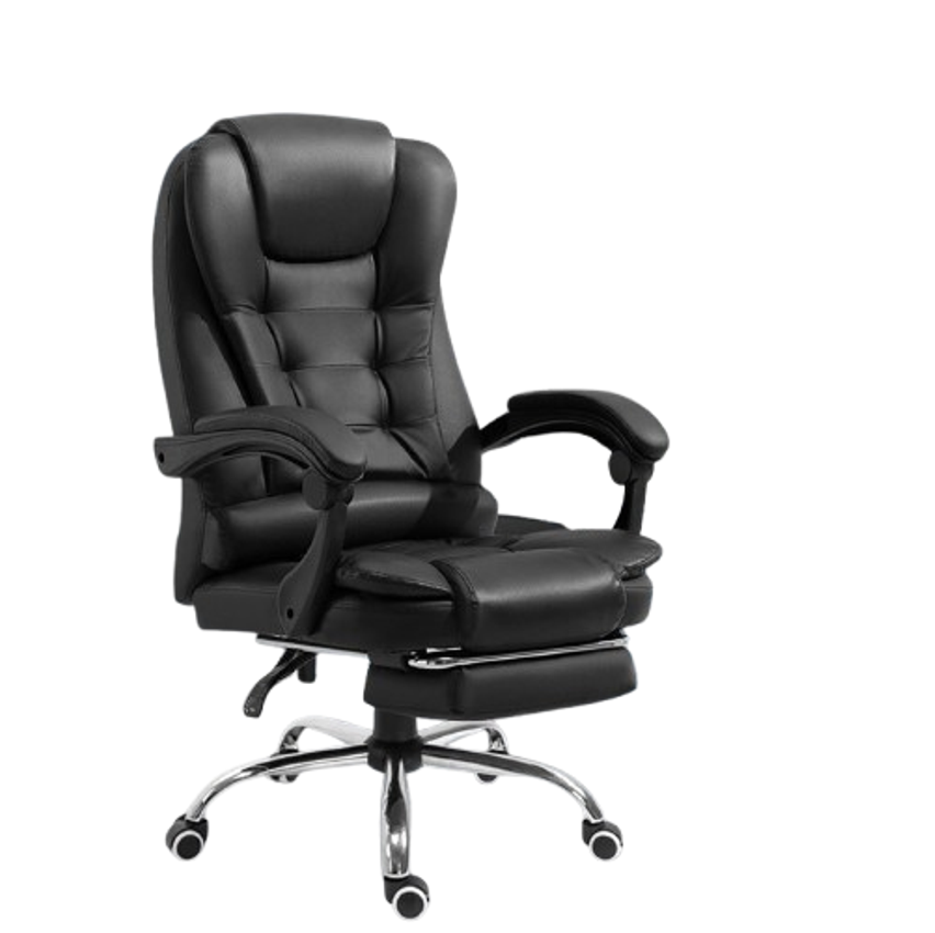 Cadeira De Escritório, Cadeira De Com Apoio Para Os Pés E Encosto Ajustável（Preto）