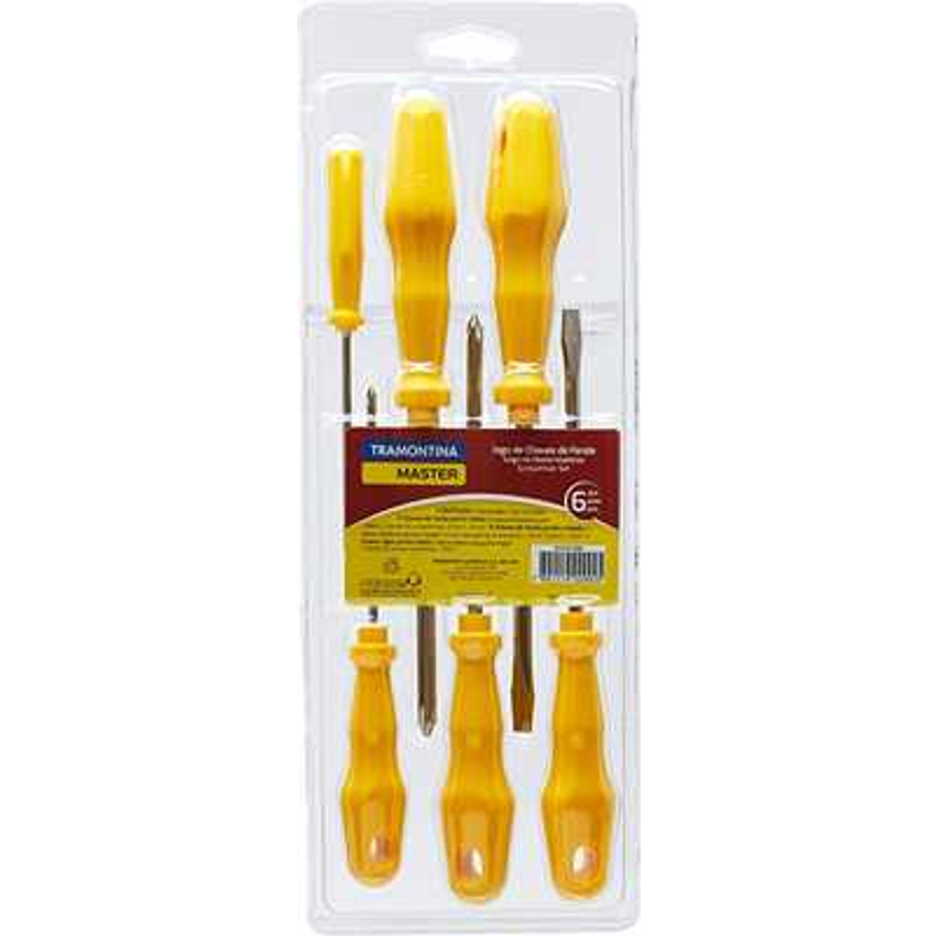 Tramontina 41516506, Jogo de Chaves de Fenda 6 Peças, Amarelo