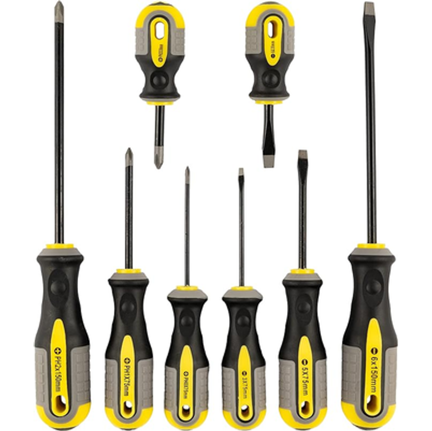 EDA Chaves De Fenda E Phillips Cromo Vanádio Eda Prateado Preto Amarelo/ Cinza 8 Peças