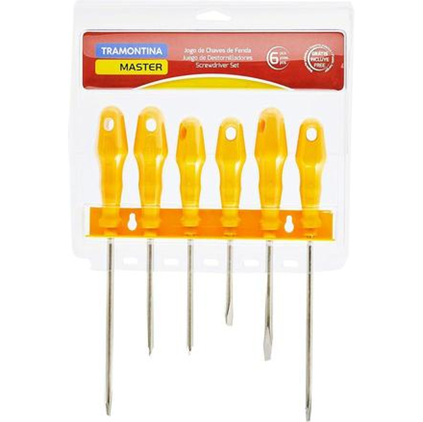 Tramontina 41516536, Jogo De Chaves De Fenda 6 Peças, Amarelo
