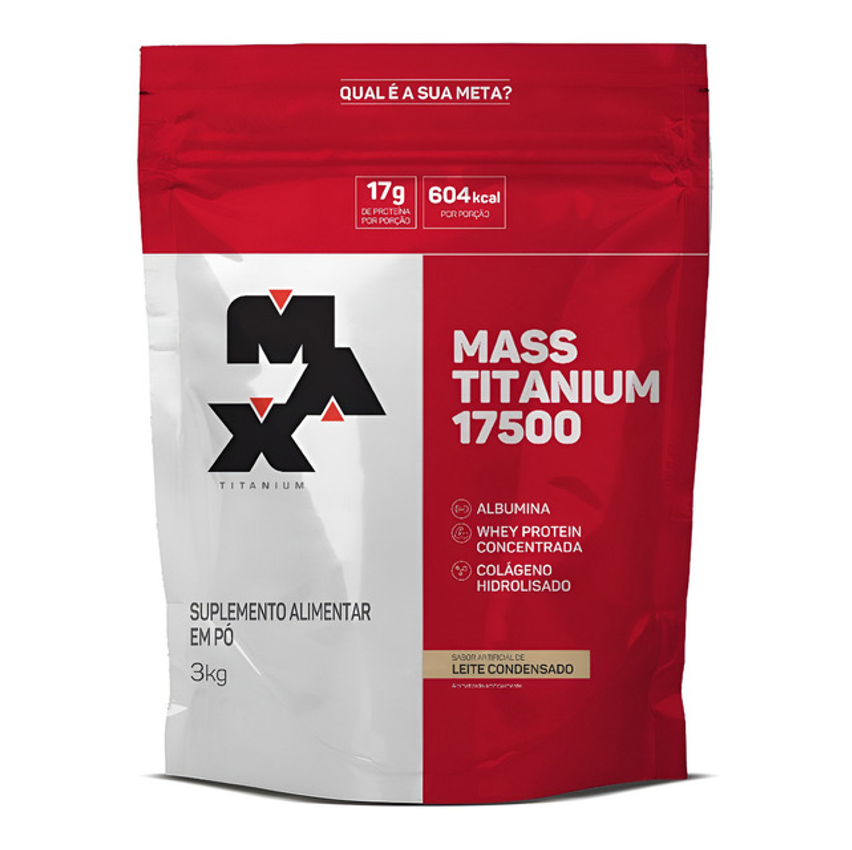 Suplemento En Pó Max Titanium Carboidratos De Mass Titanium Refil 17500 Sabor Leite Condensado X 3kg