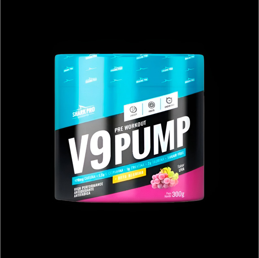 Suplemento Em Pó V9 Pump 300g Shark Pro Sabor Uva