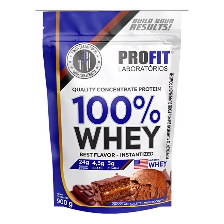 100% Whey - Concentrado Refil 900g -profit Sabor Chocolate