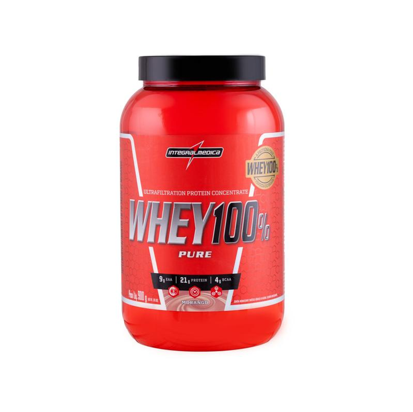 Whey Protein Concentrado Integralmédica 100% Pure - 900g Morango Natural