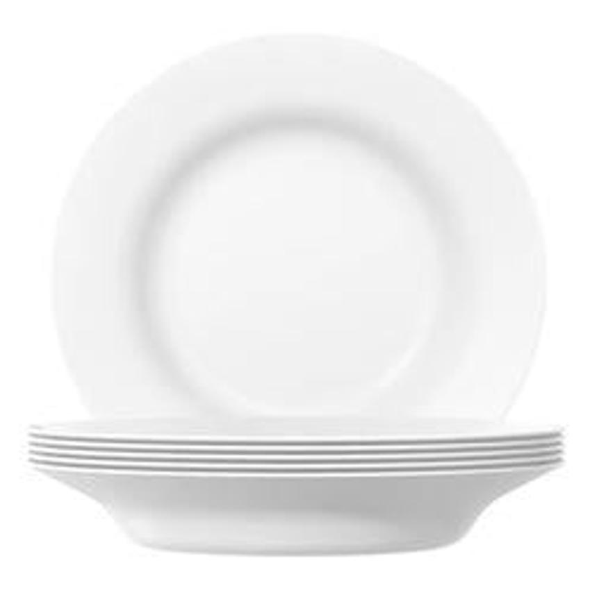 Jogo De Pratos Fundos 6 Peças Branco Duralex Opaline Vidro
