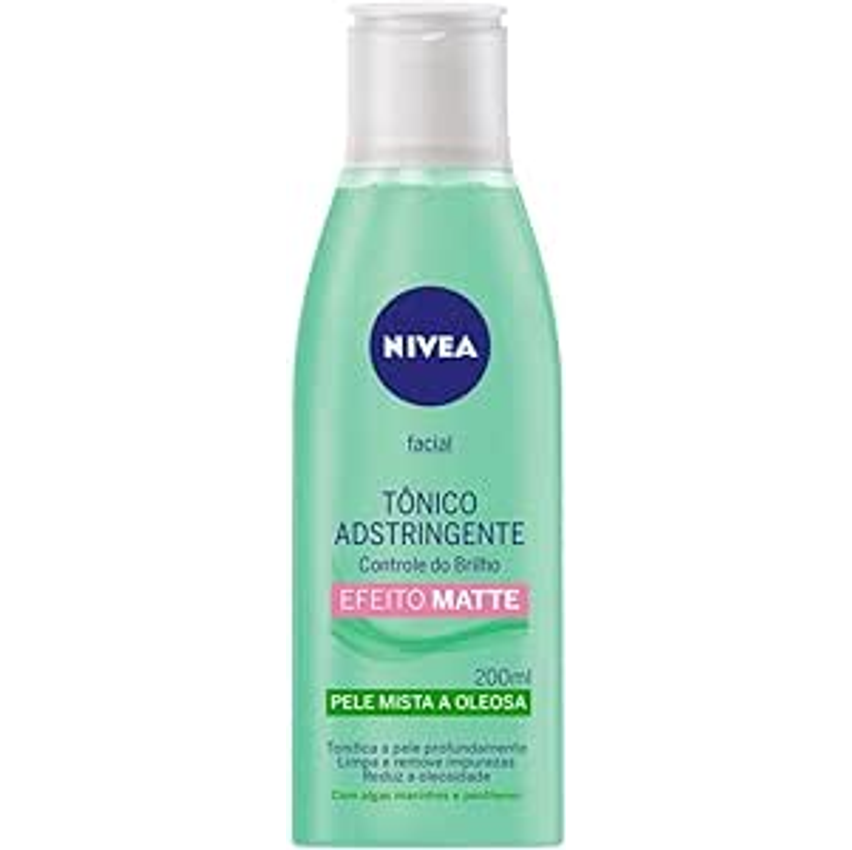 NIVEA Tônico Facial Controle do Brilho - Remove profundamente as impurezas, ajuda a controlar a oleosidade, contém vitamina B5 e é livre de álcool etílico em sua fórmula - 200ml