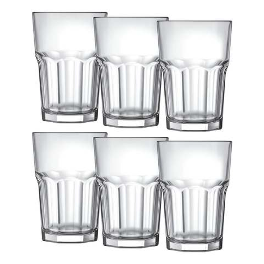 Jogo 6 Copos De Vidro Alto Grosso Refrigerante Bebida 350ml