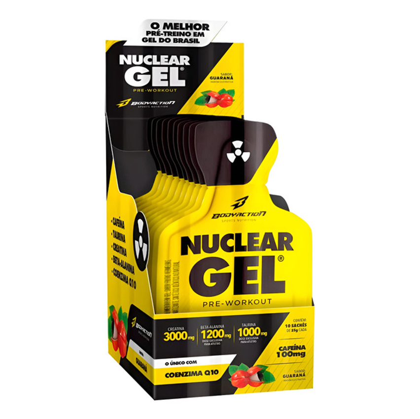 Pre Treino Nuclear Rush Gel 10 Sachê Bodyaction Sabor Guaraná