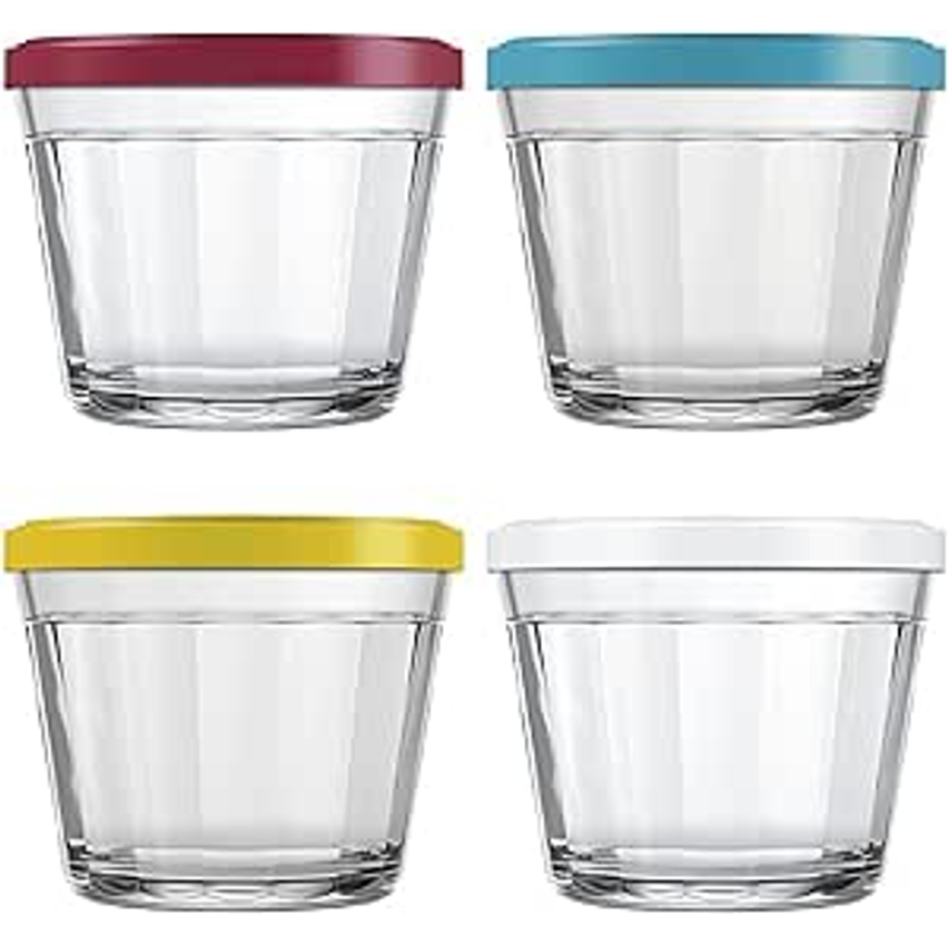 Kit 4 Potes de Vidro Americano Com Tampa 150ml