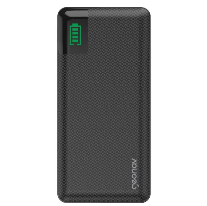 Geonav Power Bank, Carregador Portátil Universal 16.000mAh, 2 portas USB + 1 porta USB-C, Led Indicador de bateria, PB16KBK, Preto