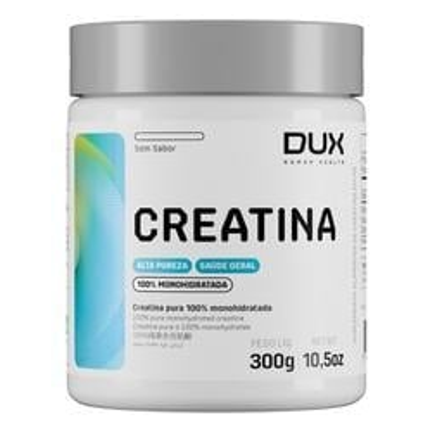 Creatina Monohidratada Sem Sabor - Pote 300g - Suplementação Treino Academia, Ganho Muscular Hipertrofia, Força Energia Resistência, Suplementos Naturais - DUX HUMAN HEALTH