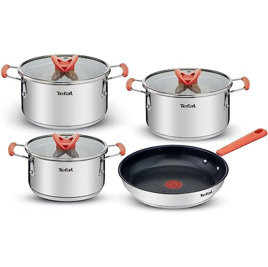 Jogo de Panelas 4 Peças Tefal Opti'space em Inox com Fundo Triplo