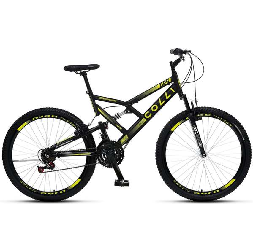 Colli Bike, Bicicleta GPS 148 Dupla Suspensão e Freios V-Brake, Aro 26 Aero, 36 Raias, 21 Marchas