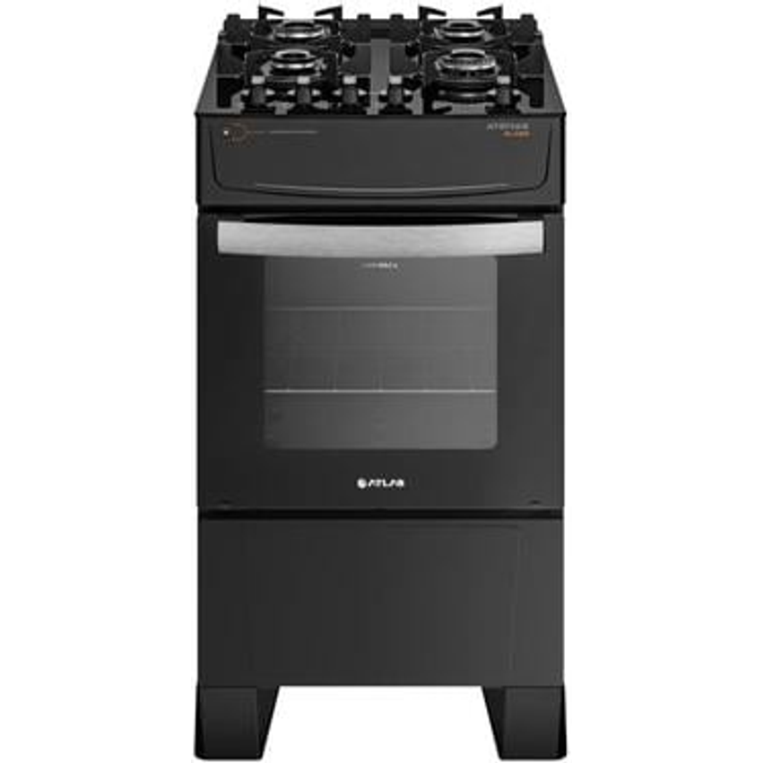 Fogão Atlas 4 Bocas preto Atenas Glass com Acendimento automático - Bivolt