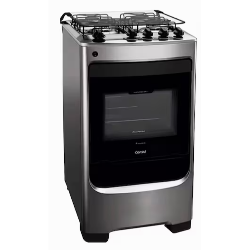 Fogão Consul 4 Bocas CFO4NAR com Mesa de Inox, Acendimento Automático e Design Frente Única Bivolt - Inoxv