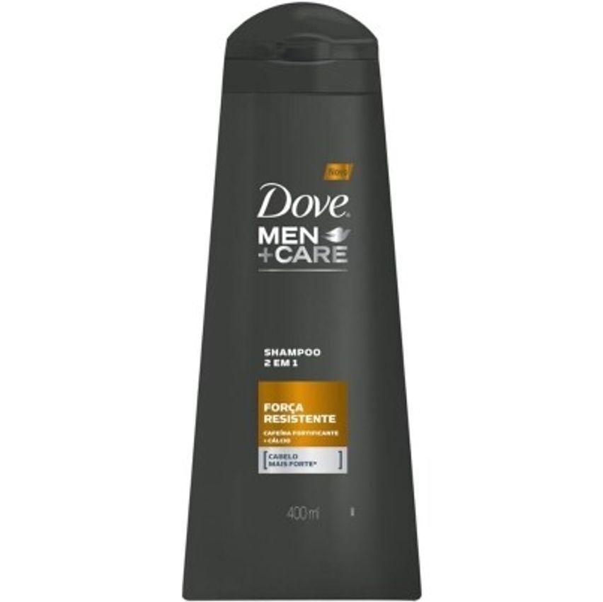 Dove Shampoo 2 Em 1 Cafeína Fortificante Mais Cálcio Men+Care Força Resistente Frasco 400Ml