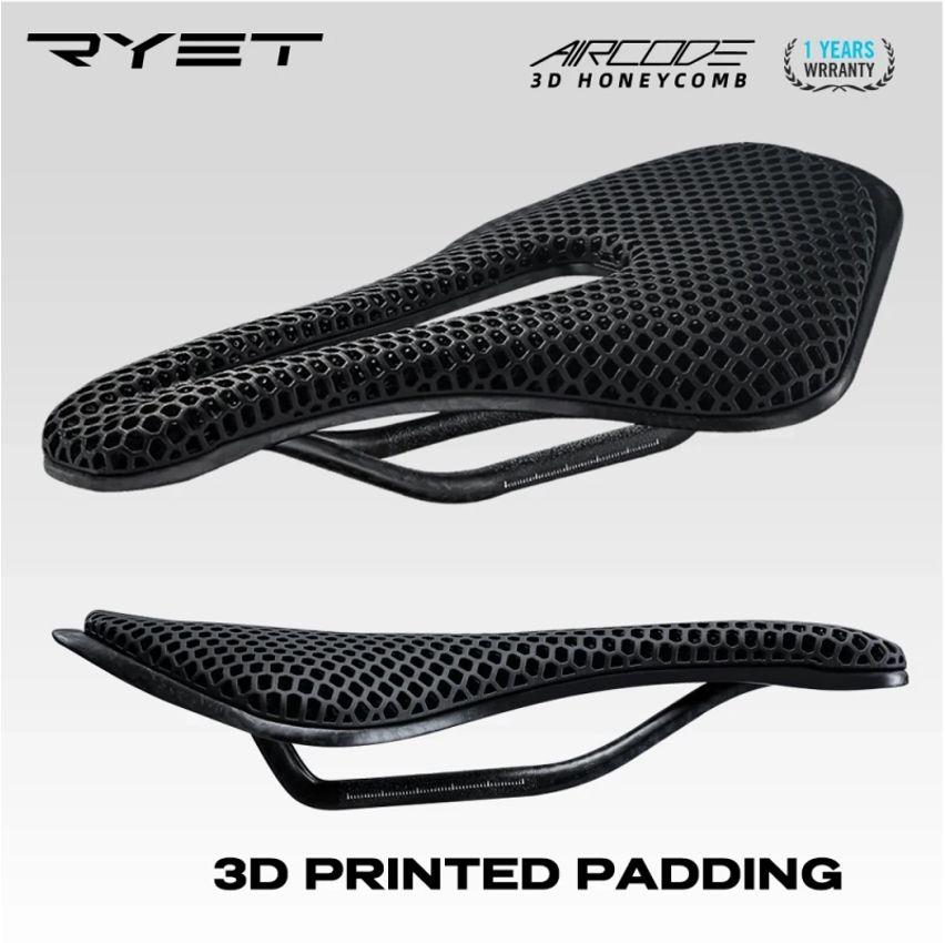RYET-Ultraleve Sela De Bicicleta De Fibra De Carbono 3D Impresso Oco Confortável Respirável M