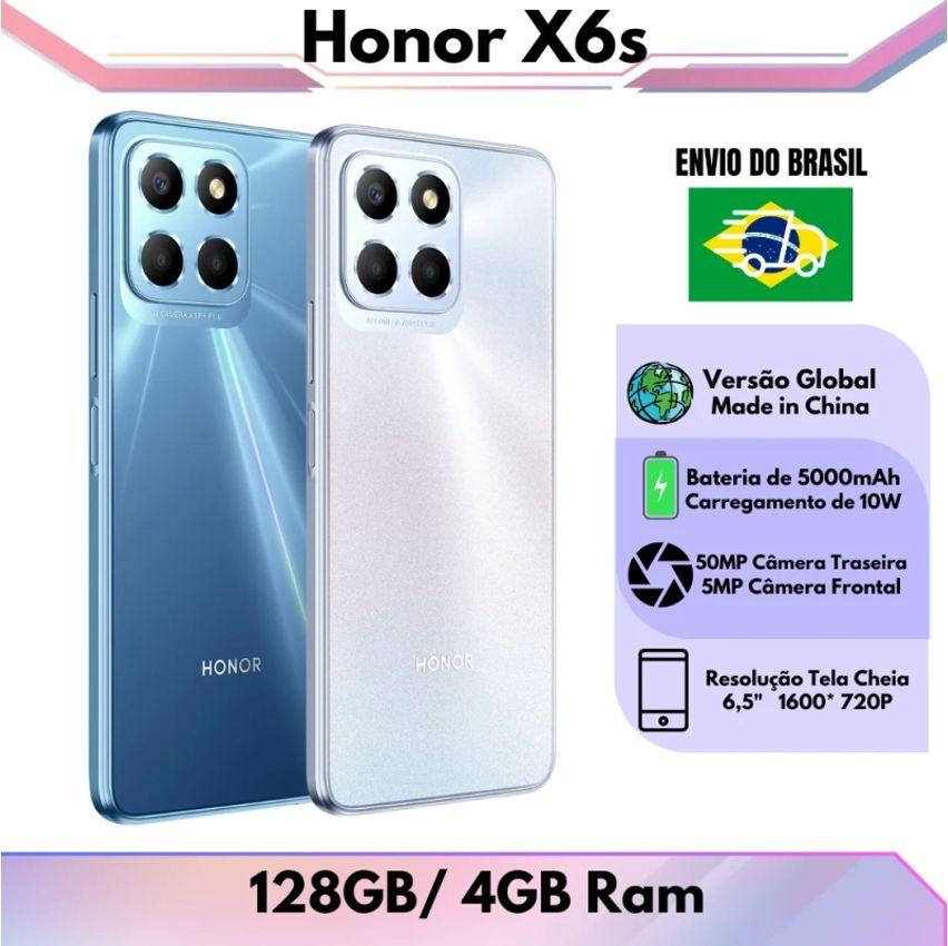 Honor X6s 128GB / 4GB RAM Versão Global | Envio do Brasil | Smartphone 4G Processador Helio G25 MediaTek