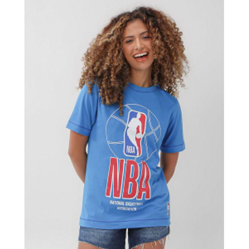 Camiseta feminina ampla estampada azul | NBA