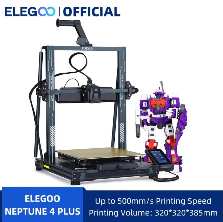 ELEGOO-NEPTUNE 4 PLUS FDM Impressora 3D até 500 mm/s velocidade de impressão engrenagem dupla extrusora dir