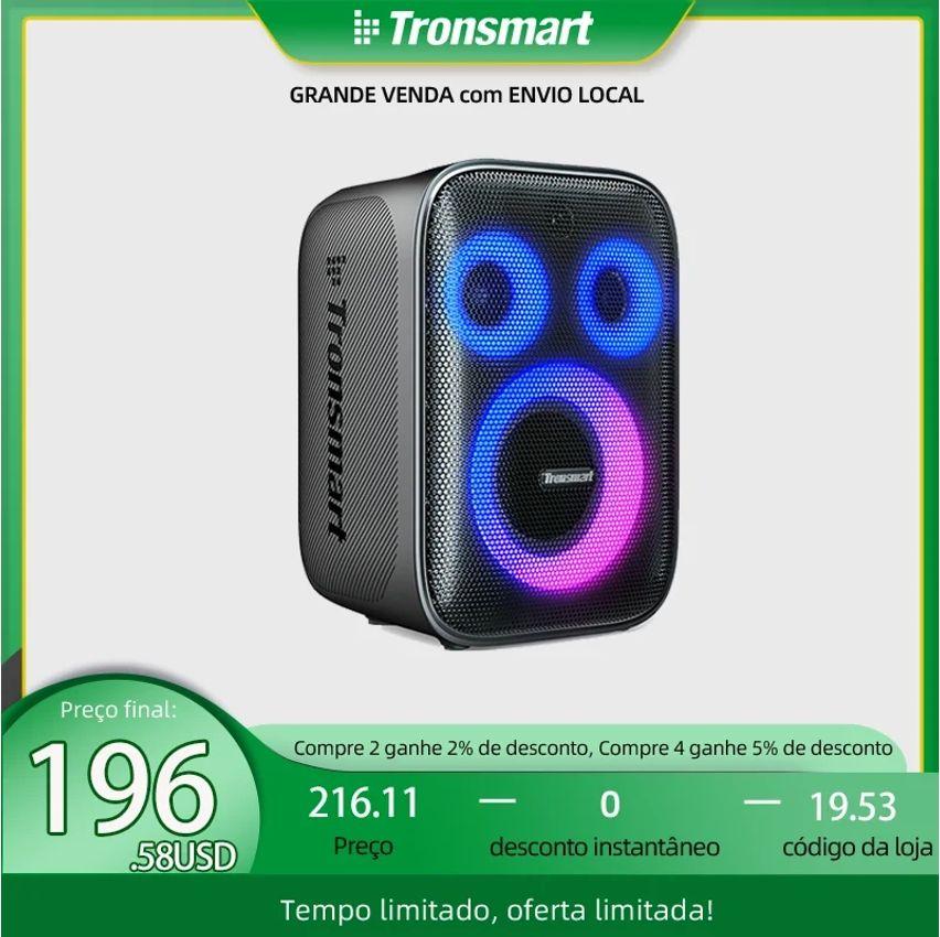 Tronsmart-Altifalante para Karaoke Halo 200 com sistema de som de 3 vias microfone com fios incorporado entra