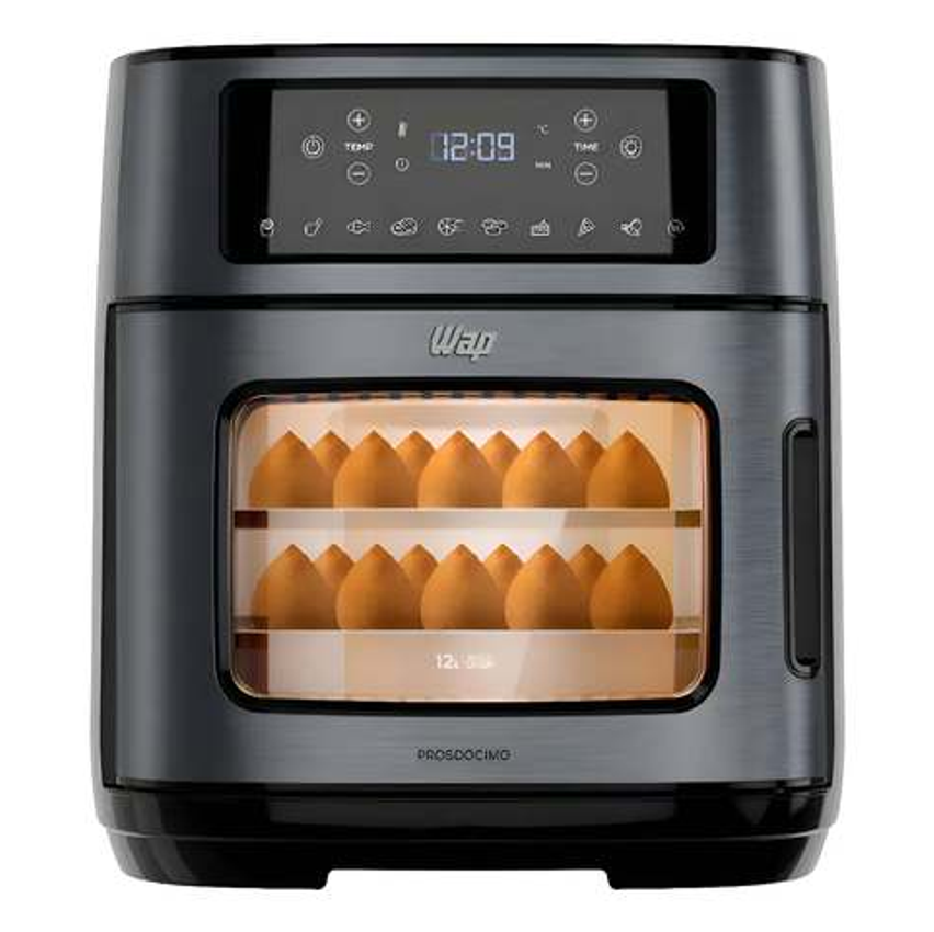 Fritadeira Elétrica Air Fryer Oven Black INOX WAP WAOD2 12 Litros 4 em 1 Porta com Abertura Lateral e Removível 1800W