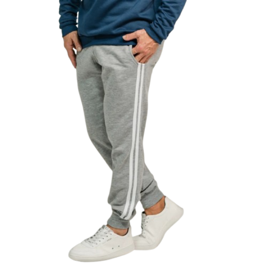 Calça Moletom Com Listras Slin Fit Jogger
