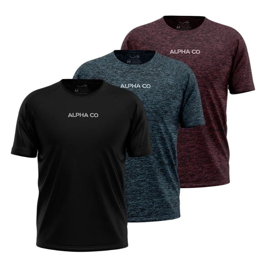 Kit 3 Camisetas Dry Alpha Co Masculina